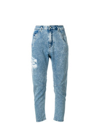 Diesel Distressed Cropped Tapered Jeans