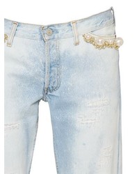 Embellished Destroyed Denim Jeans
