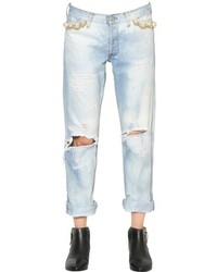 Embellished Destroyed Denim Jeans