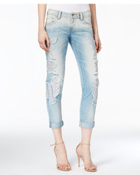 Miss Me Embroidered Boyfriend Ankle Light Blue Wash Jeans