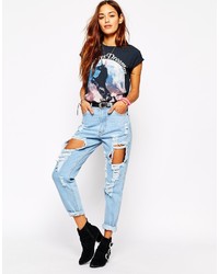 Your Eyes Lie High Waisted Extreme Rip Front Jeans With Distressing