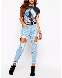 Your Eyes Lie High Waisted Extreme Rip Front Jeans With Distressing