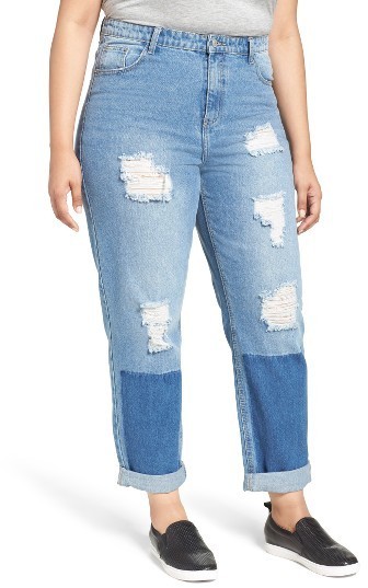 plus size distressed boyfriend jeans