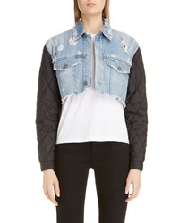 Givenchy Quilted Sleeve Destroyed Denim Jacket