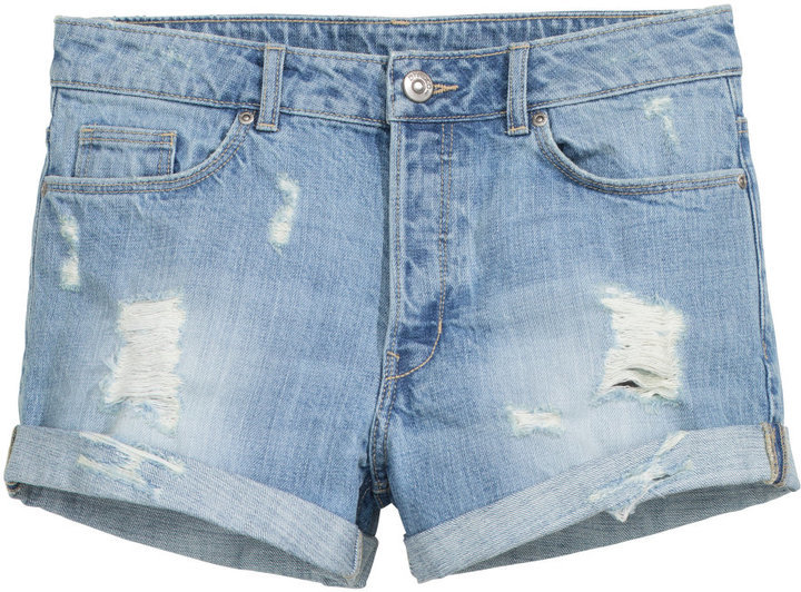 blue ripped jean shorts
