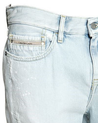 Calvin Klein Jeans Destroyed Bleached Denim Shorts