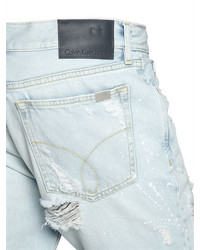 Calvin Klein Jeans Destroyed Bleached Denim Shorts