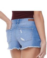 Almost Famous Juniors Ripped Shortie Jean Shorts