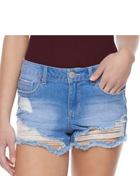 Almost Famous Juniors Ripped Shortie Jean Shorts
