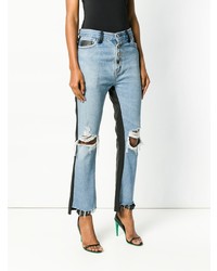 Amiri Leather Panelled Cropped Jeans