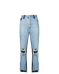 Amiri Leather Panelled Cropped Jeans