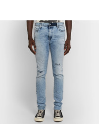 RtA 1 Skinny Fit Printed Distressed Stretch Denim Jeans