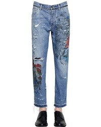 Dolce & Gabbana 165cm Printed Destroyed Denim Jeans