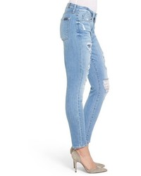 7 For All Mankind Embellished Ripped Ankle Skinny Jeans