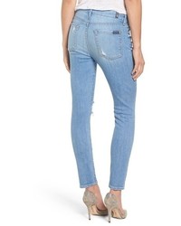 7 For All Mankind Embellished Ripped Ankle Skinny Jeans