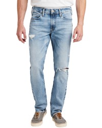 Silver Jeans Co. Allan Distressed Classic Fit Straight Leg Jeans In Indigo At Nordstrom