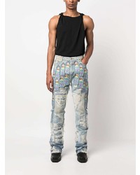 Who Decides War Appliqu Detail Straight Leg Jeans