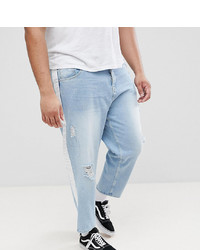 ASOS DESIGN Asos Plus Skater Jeans In Light Wash With Abrasions And