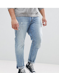 ASOS DESIGN Asos Plus Stretch Slim Jeans In Mid Wash With Abrasions