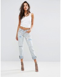 One Teaspoon Awesome Baggies Straight Jean With Paint Splatter And Ripped Knee