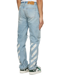 Off-White Blue Diag Relaxed Broken Jeans