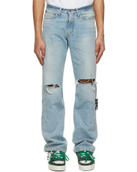 Off-White Blue Diag Relaxed Broken Jeans
