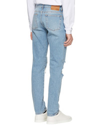 MSGM Blue Distressed Slim Jeans