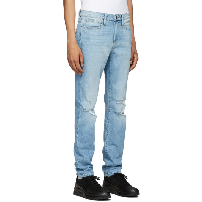 Frame Blue Lhomme Skinny Jeans, $146 | SSENSE | Lookastic.com