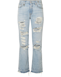 R13 Bowie Distressed Mid Rise Straight Leg Jeans