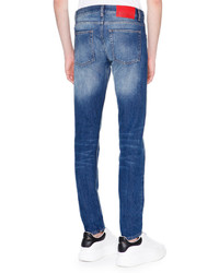 Alexander McQueen Destroyed Denim Jeans Wcontrast Underlay