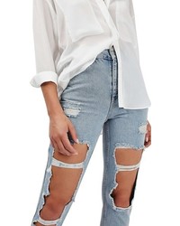Topshop Destroyed High Rise Ankle Jeans