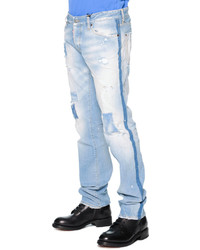 DSQUARED2 Destroyed Slim Cut Denim Jeans Light Blue