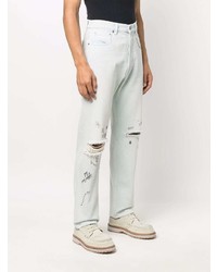Golden Goose Distressed Effect Text Print Straight Leg Jeans