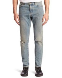 Saint Laurent Distressed Five Pocket Style Jeans