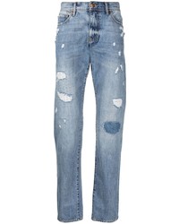 Armani Exchange Distressed High Rise Straight Leg Jeans