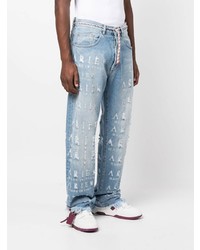Aries Distressed Logo Lettering Jeans