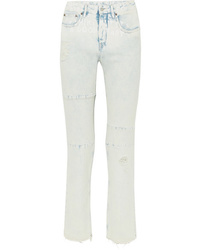 MM6 MAISON MARGIELA Distressed Printed Mid Rise Straight Leg Jeans