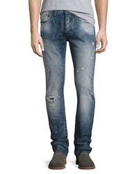 PRPS Distressed Spay Bleached Relaxed Slim Jeans Indigo