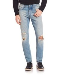 Ami Distressed Straight Fit Jeans