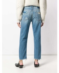Mother Distressed Straight Leg Jeans