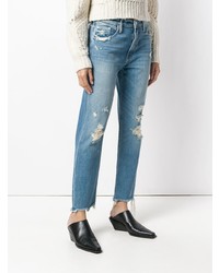 Mother Distressed Straight Leg Jeans