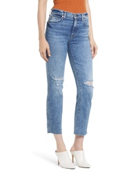 7 For All Mankind Edie Ripped High Waist Crop Straight Leg Jeans