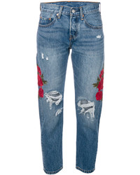 Levi's Embroidered Distressed Cropped Jeans