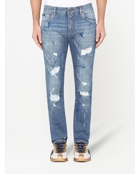Dolce & Gabbana Graphic Distressed Straight Leg Jeans