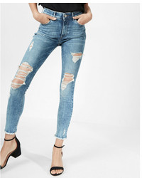Express High Waisted Destroyed Stretch Ankle Jean Leggings