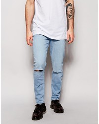 mens light blue knee ripped jeans