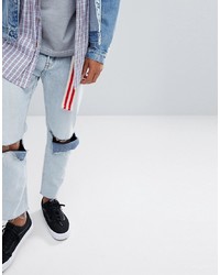Cheap Monday In Law Tapered Jeans In Tom Blue With Blown Out Knee