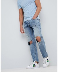 Jack & Jones Intelligence Jeans In Comfort Fit With Open Rip Details