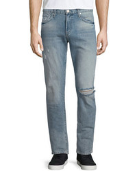 J Brand Jeans Tyler Deconstructed Slim Denim Jeans Light Blue