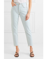 Agolde Jamie Distressed Cropped High Rise Straight Leg Jeans